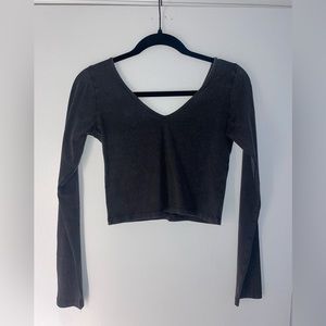 Dark gray long sleeve cropped shirt